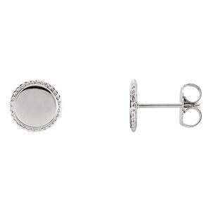 8mm (5/16 Inch) Sterling Silver Engravable Rope Edge Circle Earrings